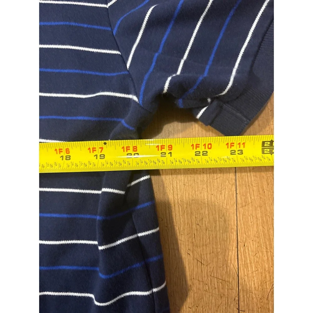 Polo Ralph Lauren Mens Medium Navy Blue Striped Short Sleeve Polo Shirt Cotton